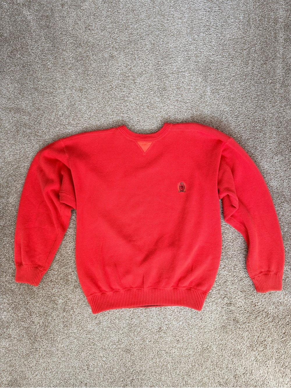 Tommy Hilfiger Red Crewneck Sweater with Subtle Embroidered Logo